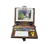 GHHZML Mini Scatole Da Pittura Ad Acquerello Tavolozza for pittura ad acquerello portatile da viaggio, for schizzi all'aperto, in legno, vassoio for, tavolozza for fai te per Principianti