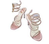 GHHZML Sandali Con Strass Sandali con cinturino alla caviglia e strass, tacco, da donna, stile gladiatore, estivi, for feste banchetti, balli di fine anno per le Vacanze(Wine red,36)