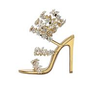 GHHZML Sandali Con Strass Sandali con cristalli, decorazioni floreali a farfalla, da donna, stile gladiatore, tacchi alti, scarpe banchetto for matrimoni per le Vacanze(Gold,40)