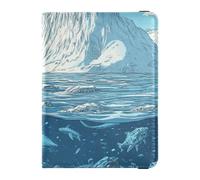 Ghiacciai e Ocean Bear Porta passaporto impermeabile decorativo in pelle bianca per portafoglio da viaggio Combo organizer per documenti accessori leggeri, ghiacciai e oceano orso bianco, 1 size