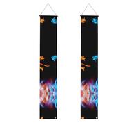 Ghiaccio e fuoco Draghi stampati banner portico, striscioni decorativi appendibili, adatti per decorazioni per feste interne ed esterne.