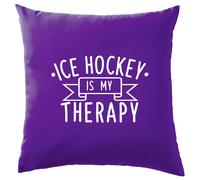 Ghiaccio Hockey Is My Terapia - Cuscino - Giocatore Puck Icehockey Divertente