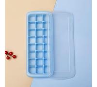 Ghiaccio in silicone per cubetti con coperchio in PP a doppio strato e base flessibile per un congelamento efficiente e una facile manipolazione (blu 24 cubi)