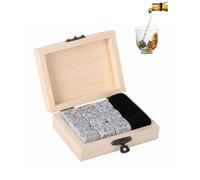 Ghiaccio. Pietra per whisky 9 Pietre refrigeranti in granito Non si sciolgono Preservano il sapore Ideale per birra, vino e cocktail, Elegante in scatola di legno (sésamo blanco)