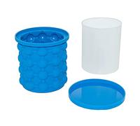 Ghiaccio Stamp, Secchiello per il Ghiaccio Riutilizzabile, 2 In 1 Secchiello Per Ghiaccio,Vassoio per Cubetti di Ghiaccio con Coperchio, per Cocktails, Drink, Alcolici, Whiskey (Blu)