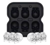 Ghiaccio Stampi, Forme per Ghiaccio, Stampo per Ghiaccio con Coperchio, Vaschetta per il ghiaccio in Silicone, stampi a forma di Cranio, Marca 6 Halloween Skull Ice Cube - Nero