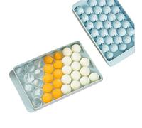 Ghiaccio Stampo con Coperchio, Rotondo Stampo Ghiaccio 33Pcs Cubetti Ghiaccio per Cocktail Whiskey Birra Caffè, BPA Free, Rilascia Tutti i Cubetti in un Secondo, Vassoio Riutilizzabile