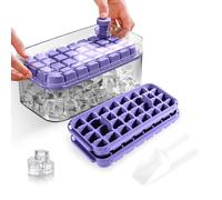 Ghiaccio Stampo,Formine Ghiaccio,Stampo Ghiaccio con Coperchio e Contenitore,Rilascia Tutti i Cubetti Ghiaccio in un Secondo, senza BPA, 64 Stampi Ghiaccio(viola)