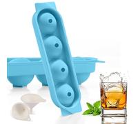 Ghiaccio Stampo Silicone, 2 Pezzi 4 Rotondo Cubetti Ghiaccio con Coperchio, 4.5cm Grandi Formine Cubi Ghiaccio Silicone Ice Cube Tray per Birra Cocktail Whisky Vino Puree di Frutta Gelati - Blu