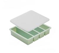 Ghiaccioli Stampi Stampo for cubetti di ghiaccio giganti in silicone a 4 griglie, vassoio quadrato lungo, durevole, for vino, whisky, bar, cocktail(Green with Lid)