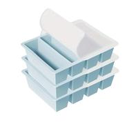 Ghiaccioli Stampi Stampo for cubetti di ghiaccio giganti in silicone a 4 griglie, vassoio quadrato lungo, durevole, for vino, whisky, bar, cocktail(Blue with cover 3pc)