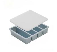 Ghiaccioli Stampi Stampo for cubetti di ghiaccio giganti in silicone a 4 griglie, vassoio quadrato lungo, durevole, for vino, whisky, bar, cocktail(Blue with Lid)