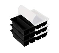 Ghiaccioli Stampi Stampo for cubetti di ghiaccio giganti in silicone a 4 griglie, vassoio quadrato lungo, durevole, for vino, whisky, bar, cocktail(Black with cover 3pc)