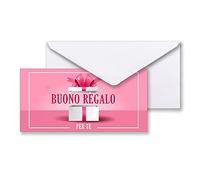 GHIBLI 25 Buoni Regalo 21x10 cm con Buste, Gift Card personalizzabili, Biglietti Omaggio Eleganti da compilare, Voucher Sconti Negozi Parrucchiera Estetista Negozi Studi, Coupon per Offerte a Clienti