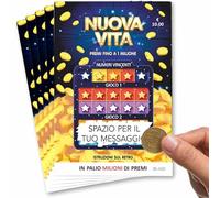 GHIBLI 5 Biglietti Gratta e Vinci con Messaggio Personalizzato da Scrivere a Mano + Etichetta - Auguri Compleanno, Anniversario, San Valentino, Dedica, Scherzo, Idea Regalo, Viaggio o Cena a Sorpresa