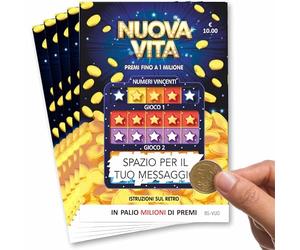 GHIBLI 5 Biglietti Gratta e Vinci con Messaggio Personalizzato da Scrivere a Mano + Etichetta - Auguri Compleanno, Anniversario, San Valentino, Dedica, Scherzo, Idea Regalo, Viaggio o Cena a Sorpresa