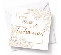 GHIBLI Biglietto con Proposta “Vuoi essere il Mio Testimone?” - Busta Bianca Inclusa - Card Semplice ed Elegante per Richiesta Testimone Nozze - Domanda a una Persona Importante per il Matrimonio