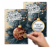 GHIBLI Biglietto Gratta e Vinci Personalizzato Auguri di Natale - Gratta e Scopri Natalizio con Messaggio da Svelare - Idea Regalo Originale con Albero e Palla di Natale Grattabile - Busta Inclusa