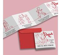 GHIBLI Biglietto per Papà con Dedica del Figlio - Card a Fisarmonica 12 Facciate con Frasi Commoventi - Grazie Papà, Sei il Mio Eroe - Idea Regalo Originale Festa del Papà e Compleanno