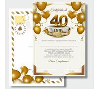 GHIBLI Certificato 40enne Migliore del Mondo, Elegante Diploma A4 Personalizzabile 40° Compleanno, Busta con Grafica Abbinata, Grande Biglietto Auguri Originale Uomo Donna, Attestato Ricordo 40 Anni