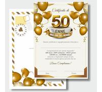 GHIBLI Certificato miglior 50 ENNE del mondo - Attestato Diploma idea regalo originale 50 anni di compleanno - Biglietto auguri compleanno 50 anni uomo donna