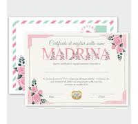 GHIBLI Certificato Miglior Scelta come Madrina, Attestato A4 per Battesimo con Busta, Diploma Personalizzato “Vuoi Essere la Mia Madrina”, Idea Regalo Originale da Compilare con Nome Data e Firma