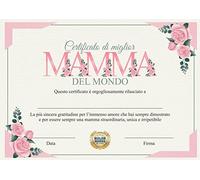 GHIBLI Certificato “Migliore Mamma del Mondo” - Idea Originale Attestato Personalizzato - Regalo Dolce e Floreale per Festa della Mamma o Compleanno - Biglietto di Auguri Diploma con Busta Abbinata