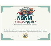 GHIBLI Certificato “Super Nonni” - Idea Originale Attestato Personalizzato - Regalo Ironico e Divertente per Festa dei Nonni o Compleanno - Biglietto di Auguri Diploma con Busta Abbinata
