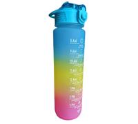 Ghidini Borraccia Motivazionale 1L con Cannuccia - Senza BPA - Indicatore Orario - A Prova di Perdite - Ideale per Sport, Palestra, Scuola, Yoga - Colore Azzurro