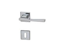Ghidini Maniglia per porte interne RIALTO, zama, in diverse finiture, con rosetta quadrata 50x50x5 mm e bocchetta foro CHIAVE, adatta per porte con spessore di 38-42mm (ZCL)