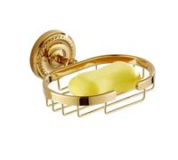 GHIJZQVNKLC Set da bagno in ottone dorato con portasciugamani e portasapone | Set dorato 5 pezzi: barra, anello, gancio, porta-carta, portasapone, per bagno coordinato(Soap Basket)