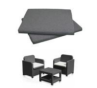 GHIOCUSCINI | Set di 2 Cuscini da Esterno per Salottino in Rattan, COLORE GRIGIO, Tessuto Cotone/Poliestere, Sfoderabile, 58 x 51 cm, Alto 5 cm, Made in Italy