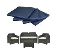 GHIOCUSCINI | Set di 4 Cuscini da Esterno per Salottino in Rattan, COLORE BLU, Tessuto Cotone/Poliestere, Sfoderabile, 58 x 51 cm, Alto 5 cm, Made in Italy