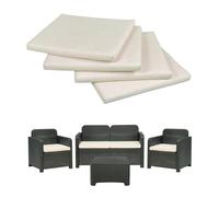 GHIOCUSCINI | Set di 4 Cuscini da Esterno per Salottino in Rattan, COLORE ECRU', Tessuto Cotone/Poliestere, Sfoderabile, 58 x 51 cm, Alto 5 cm, Made in Italy