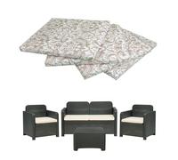 GHIOCUSCINI | Set di 4 Cuscini da Esterno per Salottino in Rattan, Fantasia DAMASCO, Tessuto Cotone/Poliestere, Sfoderabile, 58 x 51 cm, Alto 5 cm, Made in Italy