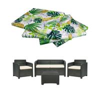 GHIOCUSCINI | Set di 4 Cuscini da Esterno per Salottino in Rattan, Fantasia FORESTA, Tessuto Cotone/Poliestere, Sfoderabile, 58 x 51 cm, Alto 5 cm, Made in Italy