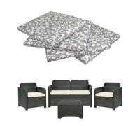 GHIOCUSCINI | Set di 4 Cuscini da Esterno per Salottino in Rattan, Fantasia RAMAGE, Tessuto Cotone/Poliestere, Sfoderabile, 58 x 51 cm, Alto 5 cm, Made in Italy