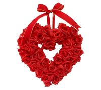 Ghirlanda a Cuore | 40 cm Rose Artificiali Rosse Decorazioni Appendibili con Amore,Coroncine per San,Per Matrimonio Vacanza Casa Porta D'Ingresso Giardino Esterno Festa Parete Finestra