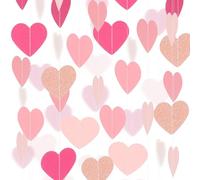 Ghirlanda a forma di cuore rosa e oro rosa, 4 pezzi, decorazioni per feste da 15,8 m, decorazioni per matrimoni, addio al nubilato, decorazioni a forma di cuore, decorazione per San Valentino,