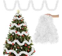 Ghirlanda Albero di Natale, 20M/Pacchetto di 10 Bianco Ghirlanda di Natale Tinsel Festone Natalizio Decorazione Albero di Natale Festa del Giardino per Casa Interni ed Esterni Fai da Te