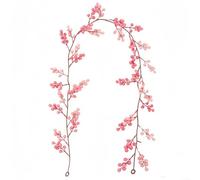 Ghirlanda artificiale di bacche rosa, 1,5 m, per decorazione natalizia per feste di Natale, piante rampicanti da appendere in rosa e verde, decorazione per la casa per le vacanze, ghirlanda floreale