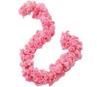 Ghirlanda artificiale di fiori di ciliegio da appendere per la casa, festa di matrimonio, Kawaii, decorazione artificiale di ciliegio, fiori di viticcio, ghirlanda di seta da parete (rosa acceso)