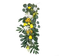 Ghirlanda artificiale di limoni in rattan, 60 cm, verde e giallo, da appendere alla parete, decorazione per la casa, matrimoni, feste, uso interno ed esterno
