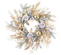 Ghirlanda Artificiale Dorata, Ghirlanda Natalizia For Porta D'ingresso, Decorazione Da Parete In Rattan Con Pigne E Palline For Il Ringraziamento, Decorazioni Autunnali(Wreath50cm)