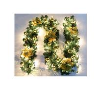 Ghirlanda Artificiale Ghirlanda di Natale Artificiale Preilluminata Decorazioni Festive per Esterni O Interni Ghirlanda da 2,7 M/8,8 Piedi per Porta D'ingresso,Palla d'oro-Senza Luce