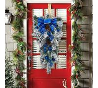 Ghirlanda artificiale natalizia con fiocco a goccia per la porta