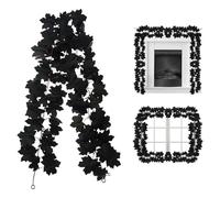 Ghirlanda artificiale nera, 3 pezzi, ghirlanda di foglie nere di Natale per Halloween, per decorazioni domestiche, 0,9 m, 2 m