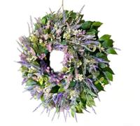 Ghirlanda artificiale per porta, stile battente - foglie e fiori di eucalipto realistici, decorazione natalizia per la casa, 35 cm o 40 cm, viola (35 cm)