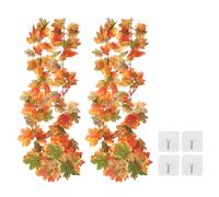 Ghirlanda Autunnale 2 Pezzi 1.7m, Foglie d'Acero Rosse/Verde/Gialle per Decor