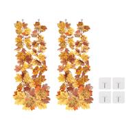 Ghirlanda Autunnale 5.7Ft 2 Pezzi, Foglie d'Acero Rosse/Gialle per Decorazione